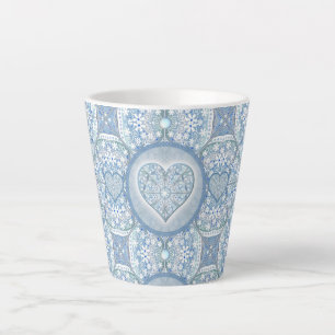 Caneca De Café Latte Lace cerâmico Azul claro
