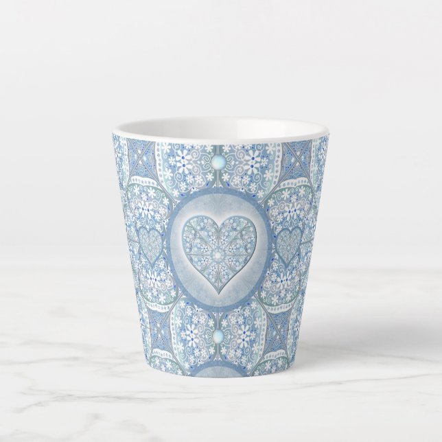 Caneca De Café Latte Lace cerâmico Azul claro (Frente)