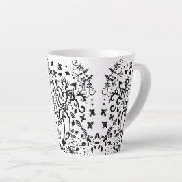 Caneca De Café Latte Lacy Black Doodle Latte Mug