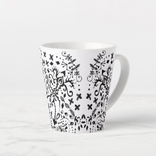 Caneca De Café Latte Lacy Black Doodle Latte Mug