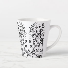 Caneca De Café Latte Lacy Black Doodle Latte Mug