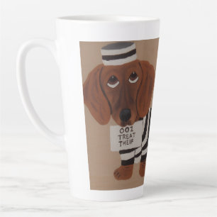 Caneca De Café Latte Ladrão de Petiscos Dachshund Presidiário