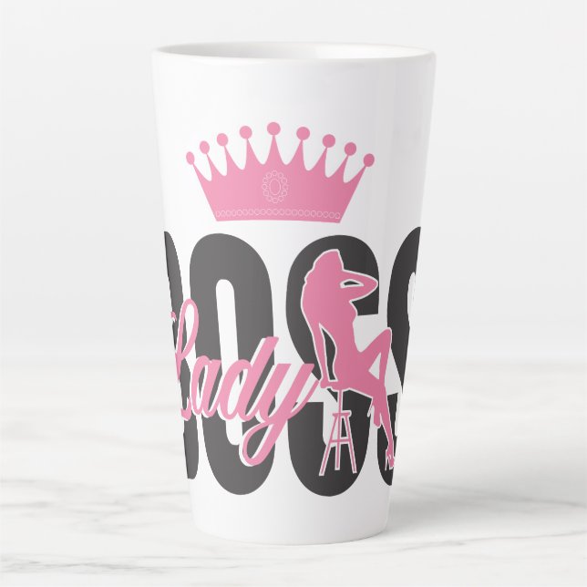 Caneca De Café Latte Lady Boss Typografia (Frente)