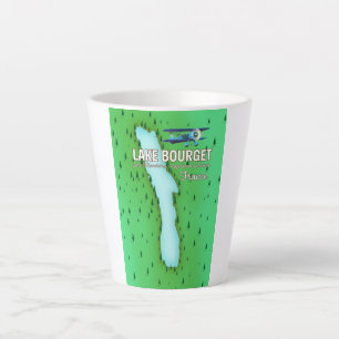 Caneca De Café Latte Lago Bourget França belo pôster de viagem