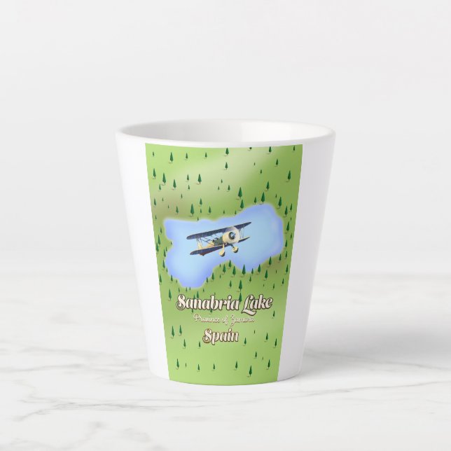 Caneca De Café Latte Lago de Sanabria Espanha mapa de viagem. (Frente)
