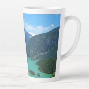 Caneca De Café Latte Lago Snowy Mountain Overlook em WA