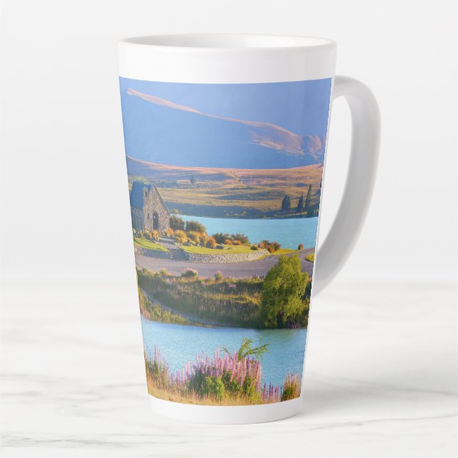 Caneca De Café Latte Lago Tekapo panorâmico (Ângulo direito)