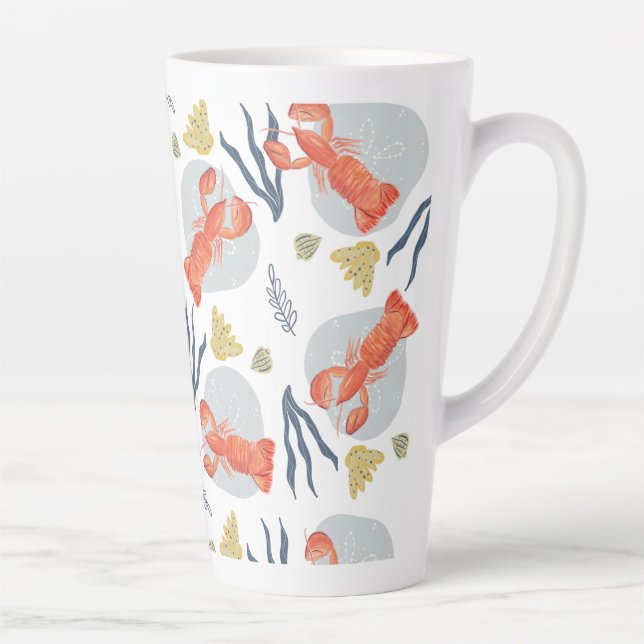 Caneca De Café Latte Lagosta de Lagosta Crustacean Beach Dólares