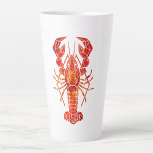 Caneca De Café Latte Lagosta poligonal vermelha
