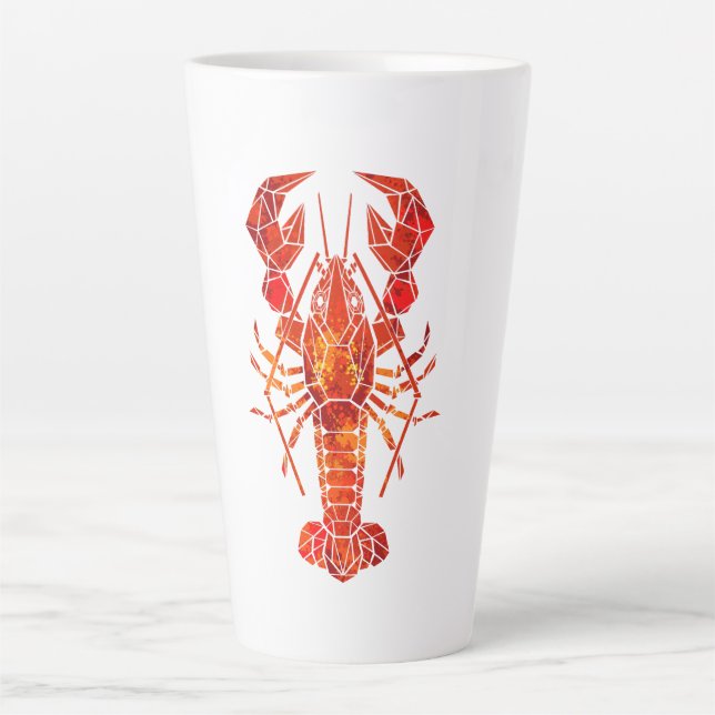 Caneca De Café Latte Lagosta poligonal vermelha (Frente)