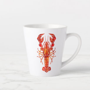 Caneca De Café Latte Lagosta poligonal vermelha