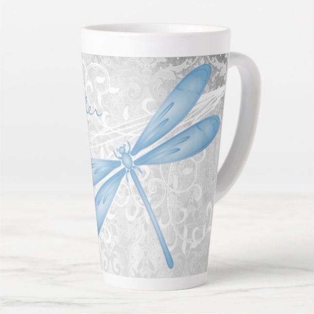 Caneca De Café Latte Lâmina Azul Personalizada Latte (Ângulo direito)