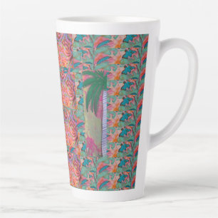 Caneca De Café Latte Lâmina de Abstrato da árvore palma