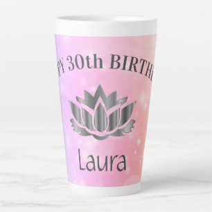 Caneca De Café Latte Lâmina de aniversário de 30 anos Sparkly Personali
