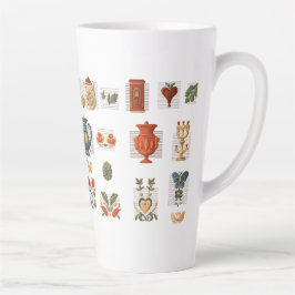 Caneca De Café Latte Lâmina de Ilustração de Colagem Cortada
