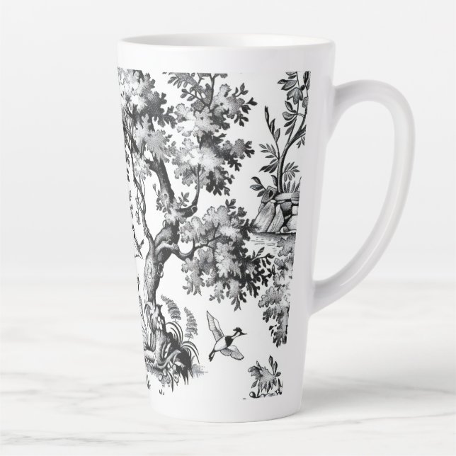 Caneca De Café Latte Lâmina de Impressão de Toil Preta (Direita)