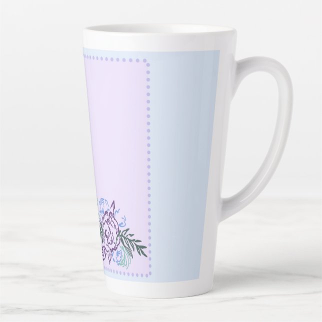 Caneca De Café Latte Lâmina de Rosa de Lavanda grande (Direita)