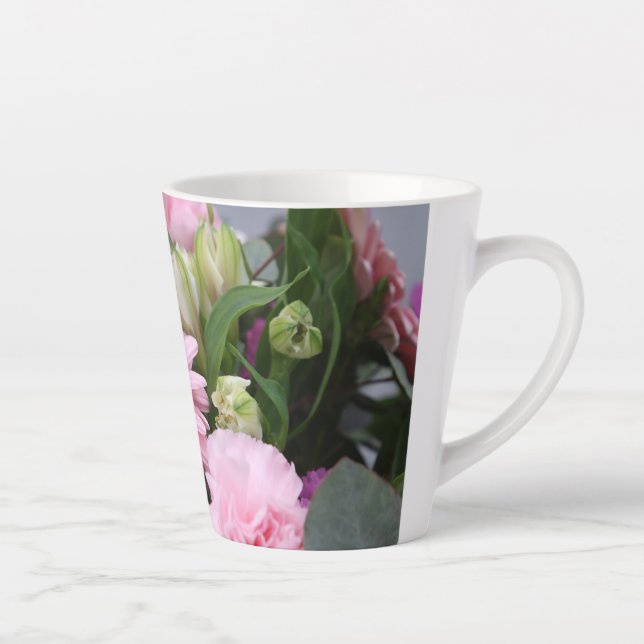 Caneca De Café Latte Lâmina do Buquê rosa com ventilador (Direita)