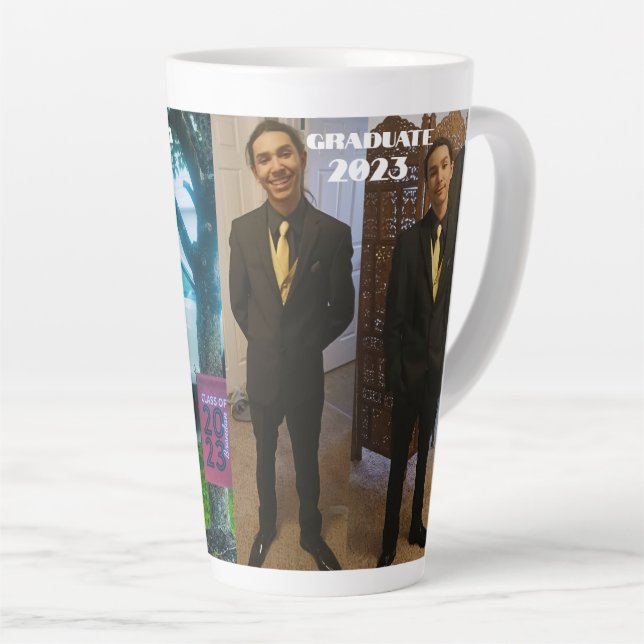 Caneca De Café Latte Lâmina do FORMANDO do segundo grau (Ângulo direito)