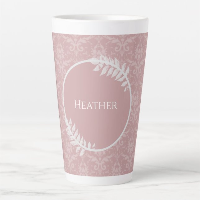 Caneca De Café Latte Lâmina Elegante Cor-de-Rosa Personalizada Lâmina (Frente)