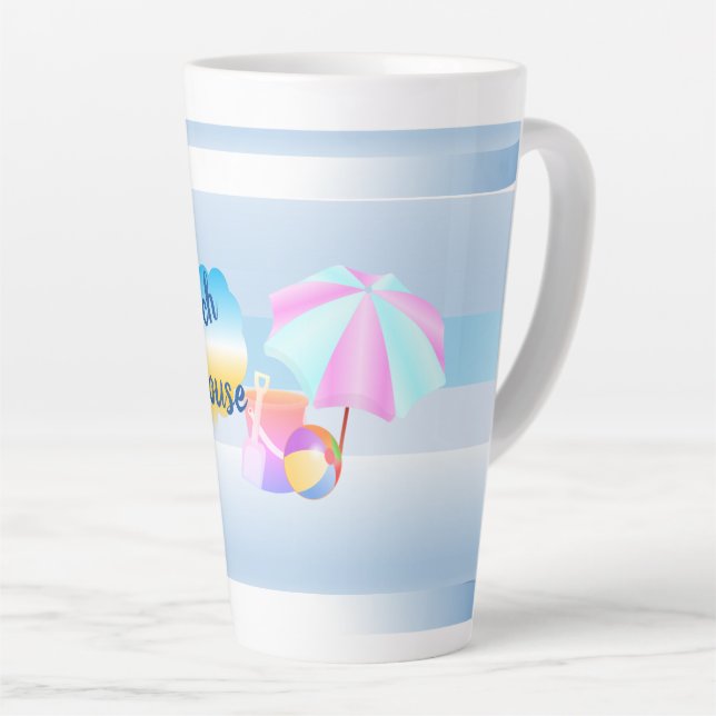 Caneca De Café Latte Lâmina Latte da Casa de Praia Azul (Ângulo direito)