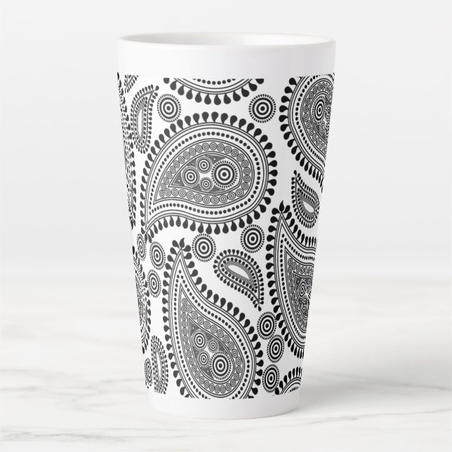 Caneca De Café Latte Lâmina preta e branca Lâmina grande (Frente)