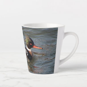 Caneca De Café Latte Lâmpada de Merganser de ressaca vermelha