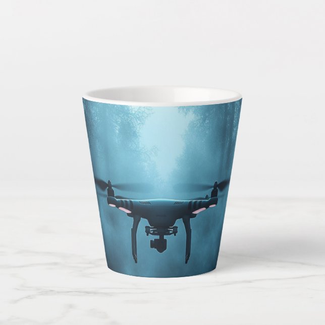Caneca De Café Latte Lâmpada Do Drone Místico (Frente)