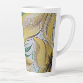 Caneca De Café Latte Lâmpada Floral Amarela