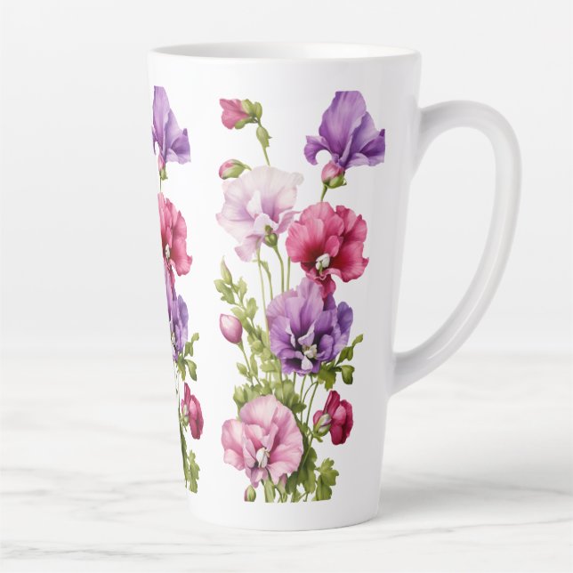 Caneca De Café Latte Lâmpada grande - 17 oz | Buquê Floral Elegante (Direita)