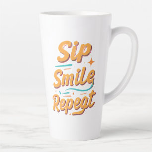 Caneca De Café Latte Lâmpada Grande - Sip, Smile, Repete