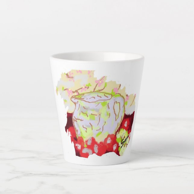 Caneca De Café Latte Lâmpada " Pitcher com Fruta (Frente)