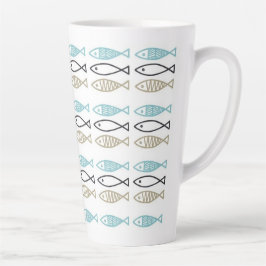 Caneca De Café Latte Lâmpadas grandes e pequenas - Peixes escandinavos