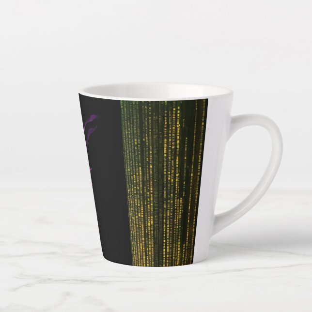 Caneca De Café Latte "Lança-Chama Rosa: Lata-Lama" (Direita)