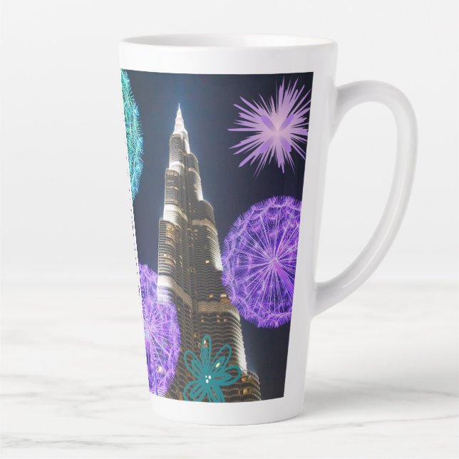 Caneca De Café Latte Landmarks Familiares de Exploração Urbana Dubai EA (Direita)