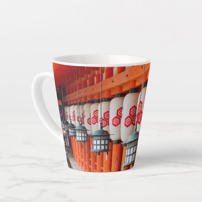 Caneca De Café Latte Lanternas dentro do Santuário Itsukushima (Ângulo esquerdo)