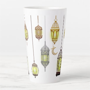 Caneca De Café Latte Lanternas Ramadan Mubarak Oriental Árabe Muçulmano