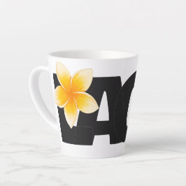 Caneca De Café Latte Laos Love Frangipani Flower White and Black