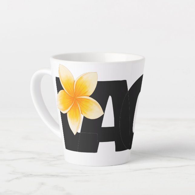 Caneca De Café Latte Laos Love Frangipani Flower White and Black (Ângulo esquerdo)