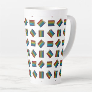 Caneca De Café Latte Lápis de Coloração do Arco-Íris