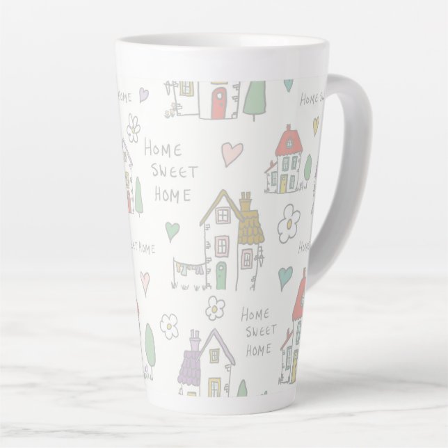 Caneca De Café Latte Lar doce lar  (Ângulo direito)