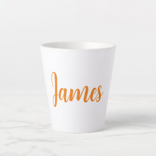 Caneca De Café Latte Laranja Branco Minimalista Moderno Adicionar Seu N