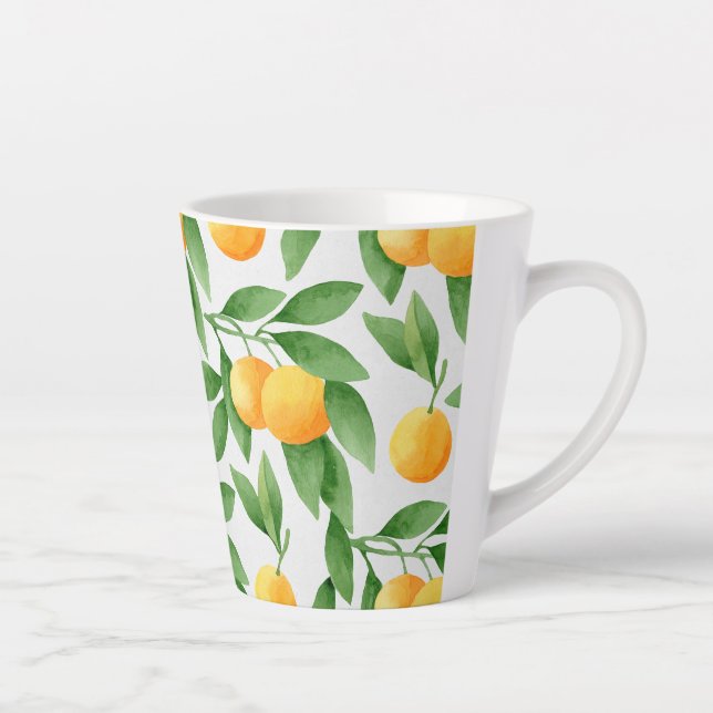 Caneca De Café Latte Laranjas aquarelas ou tangerinas (Direita)