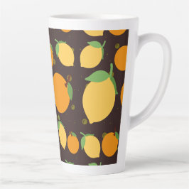 Caneca De Café Latte laranjas e limões  padrão 