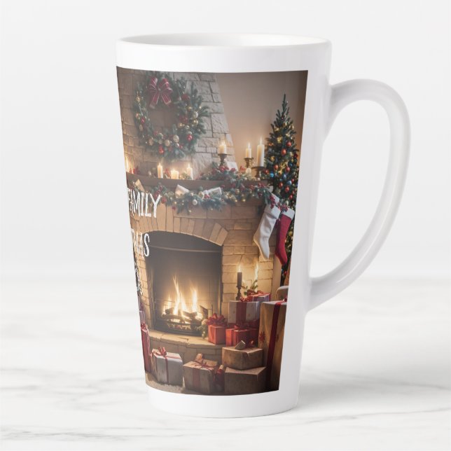 Caneca De Café Latte Lareira Festiva - Magia de Árvore de Natal! (Direita)