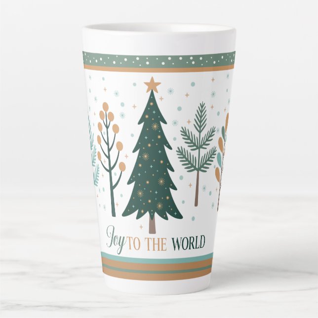 Caneca De Café Latte Large Latte Mug with Christmas Trees minimalist V3 (Frente)
