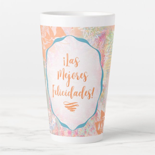 Caneca De Café Latte Las Mejores Felicidades - Desejos Espanhóis (Frente)