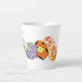 Caneca De Café Latte Lata: Buquê de Flor com frutas