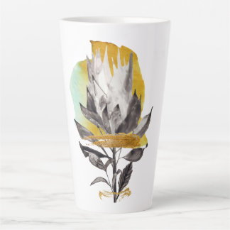 Caneca De Café Latte Lata com flor de proteína com ouro