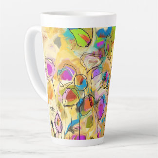 Caneca De Café Latte Lata com Flores de Abstrato